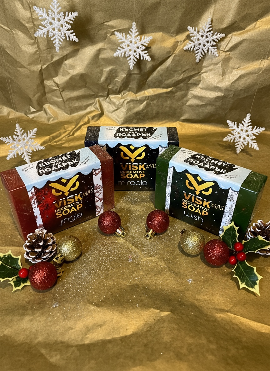 🎄 Коледен комплект ViSK’mas – Jingle, Wish & Miracle (3 сапуна)